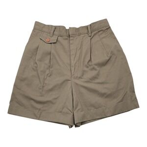 Vintage FAVORITES Women's Khaki Pleated Twill Shorts Size 12 High Waisted Casual